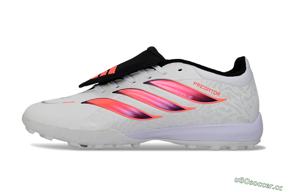 Men's Adidas Predator 26 Elite Fold-Over Tongue TF Artificial Turf Low-Tops Football Shoes - White/Neon Orange/Fuchsia Pink 0
