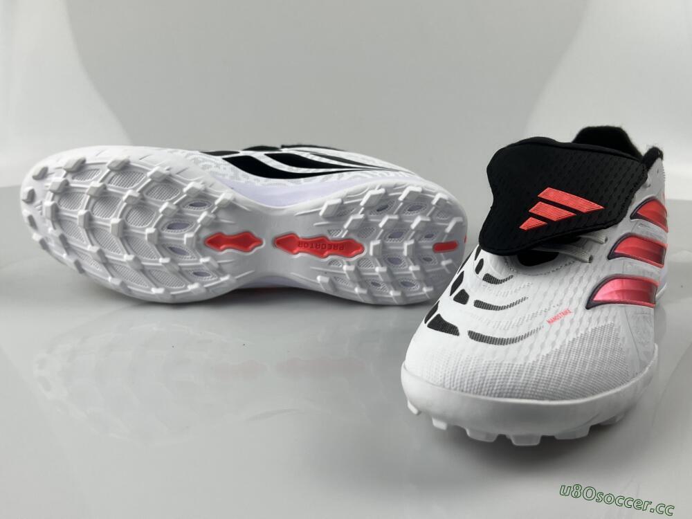 Men's Adidas Predator 26 Elite Fold-Over Tongue TF Artificial Turf Low-Tops Football Shoes - White/Neon Orange/Fuchsia Pink