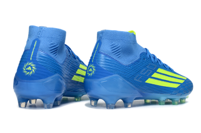 Men's Adidas F50 Elite Mid FG Firm Ground High-Tops Football Boots - Blue/Vibrant Blue/Electric Green