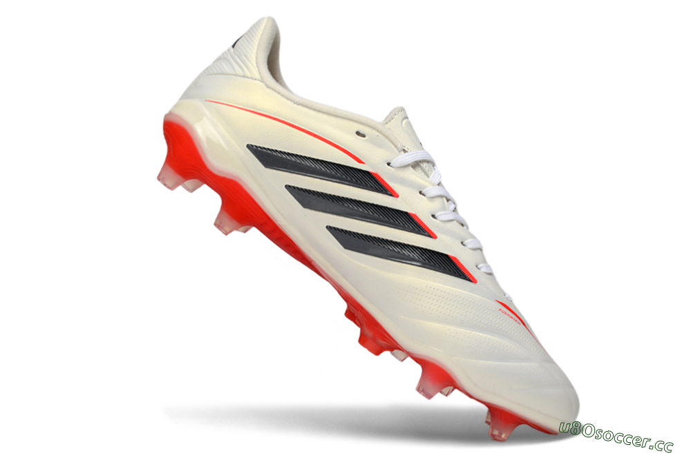 Men's Adidas Copa Pure 2 FG Firm Ground Low-Tops Football Boots - White/Crimson Red/Jet Black 4