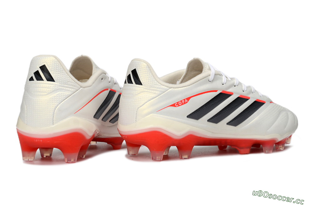 Men's Adidas Copa Pure 2 FG Firm Ground Low-Tops Football Boots - White/Crimson Red/Jet Black 6