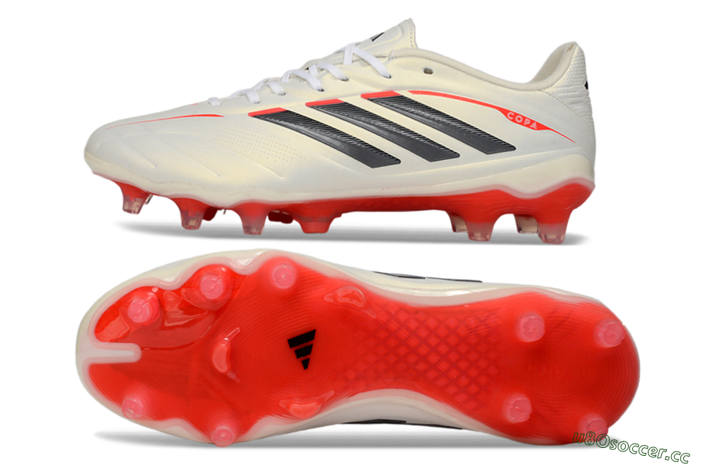 Men's Adidas Copa Pure 2 FG Firm Ground Low-Tops Football Boots - White/Crimson Red/Jet Black 1