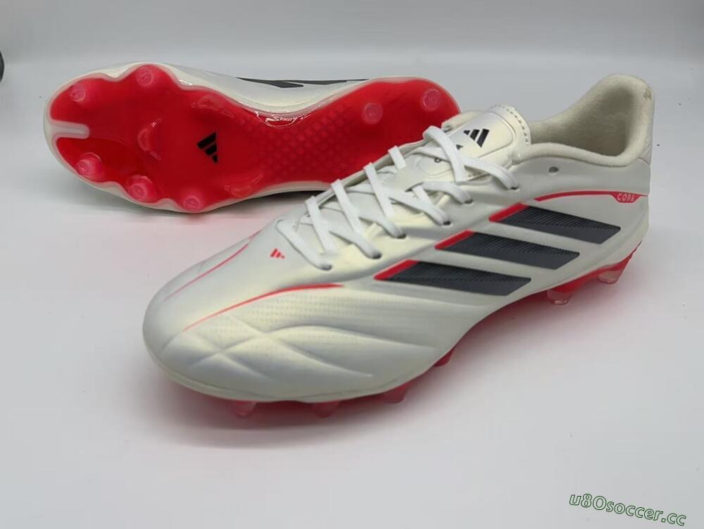 Men's Adidas Copa Pure 2 FG Firm Ground Low-Tops Football Boots - White/Crimson Red/Jet Black