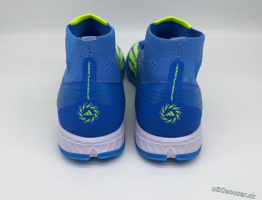 Men's Adidas F50 Elite Mid TF Artificial Turf High-Tops Football Shoes - Blue/Electric Yellow/Cyan