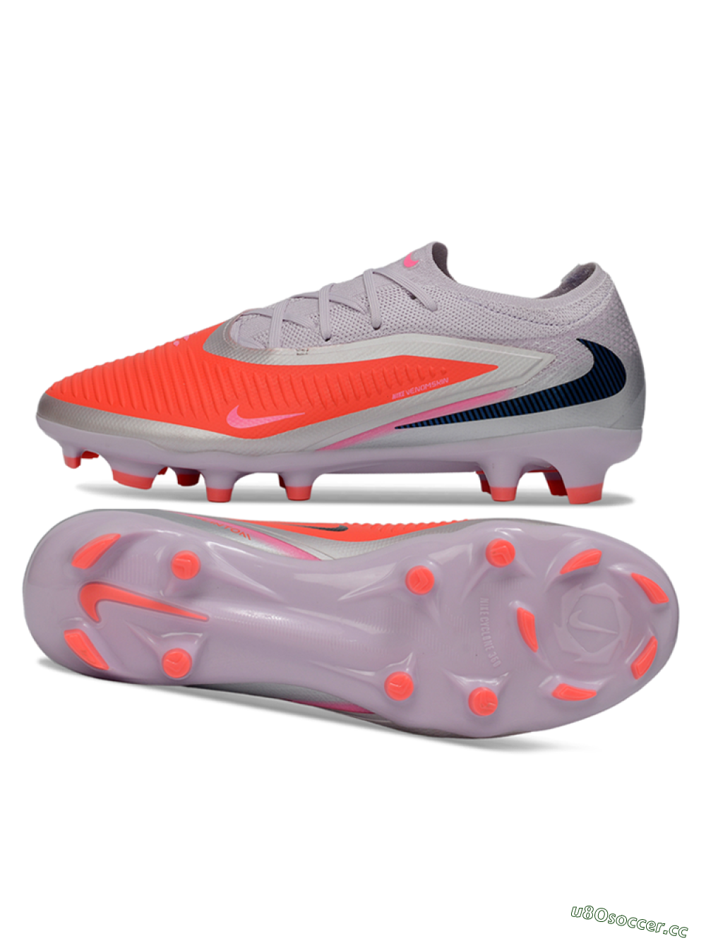 Unisex Nike Phantom 6 Elite Low FG Firm Ground Low-Tops Football Boots - Pink/Electric Pink/Light Grey 1