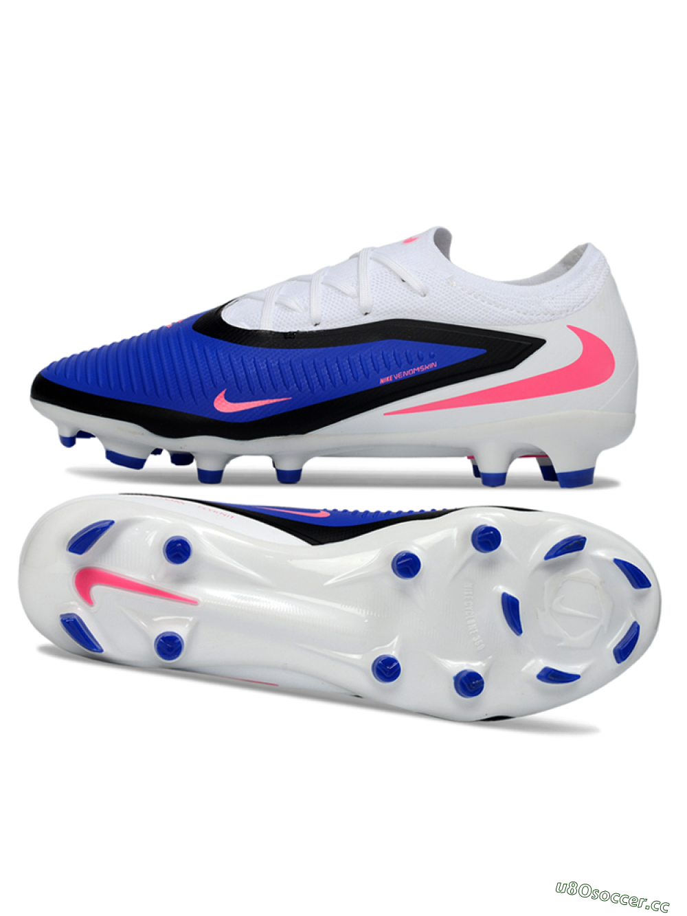 Unisex Nike Phantom 6 Elite Low FG Firm Ground Low-Tops Football Boots - Blue/Electric Blue/Neon Pink 1