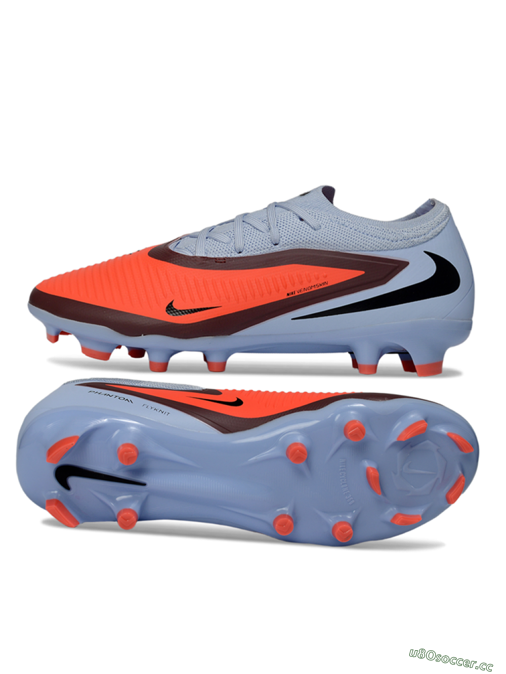 Unisex Nike Phantom 6 Elite Low FG Firm Ground Low-Tops Football Boots - Orange/Sky Blue/Brick Red 1