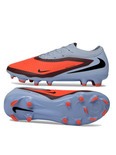 Unisex Nike Phantom 6 Elite Low FG Firm Ground Low-Tops Football Boots - Orange/Sky Blue/Brick Red