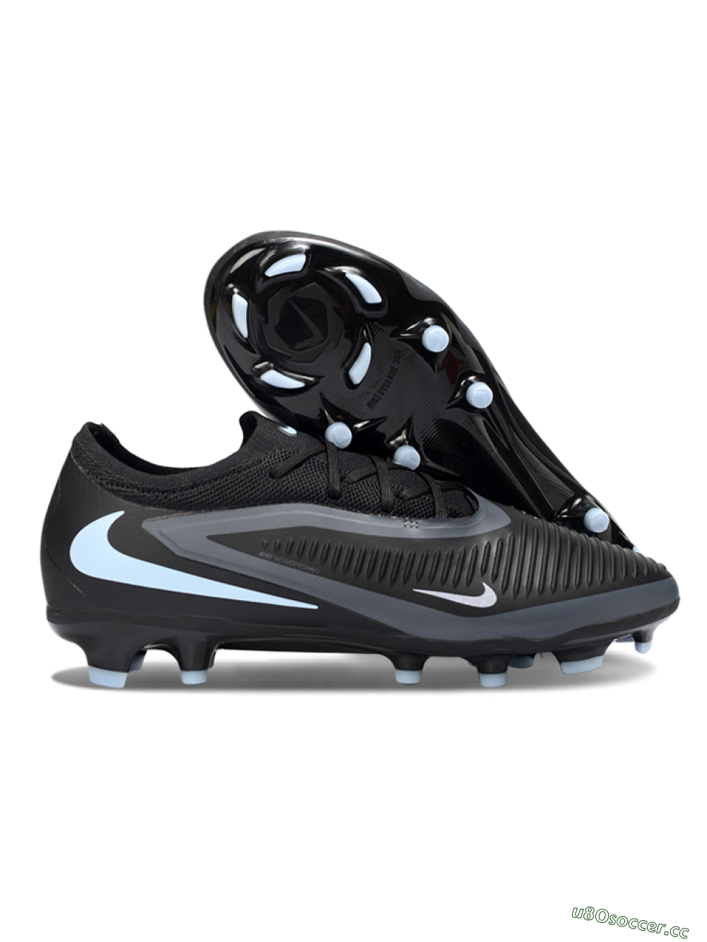 Unisex Nike Phantom 6 Elite Low FG Firm Ground Low-Tops Football Boots - Black/Cool Gray/Light Blue 2