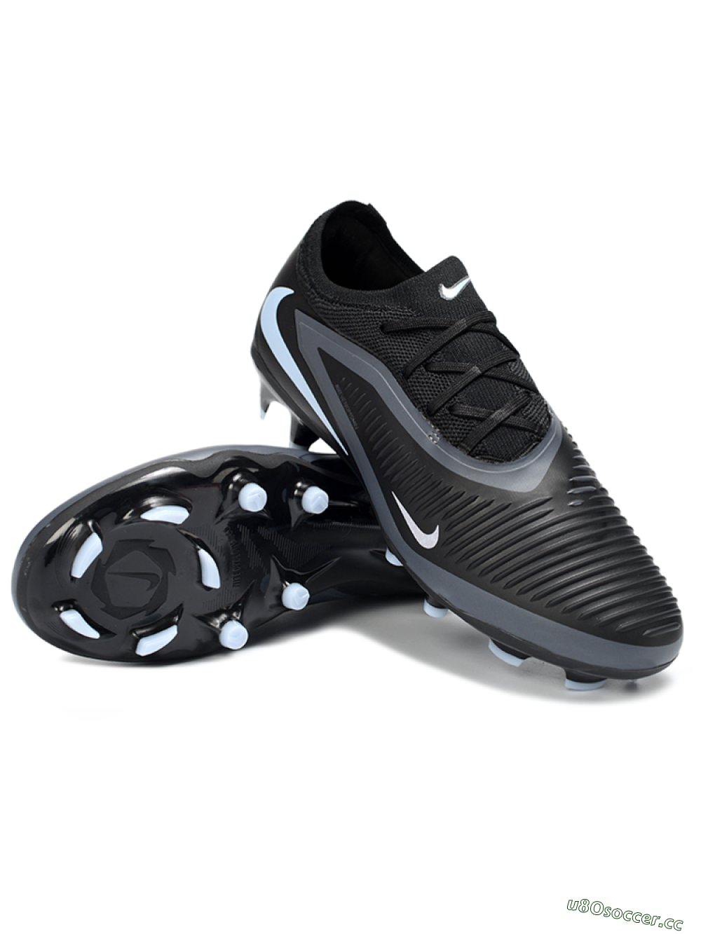 Unisex Nike Phantom 6 Elite Low FG Firm Ground Low-Tops Football Boots - Black/Cool Gray/Light Blue 3