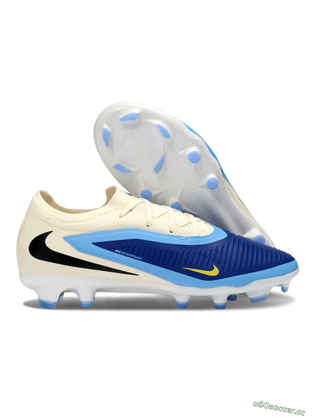 Unisex Nike Phantom 6 Elite Low FG Firm Ground Low-Tops Football Boots - Blue/Sky Blue/Cream 2