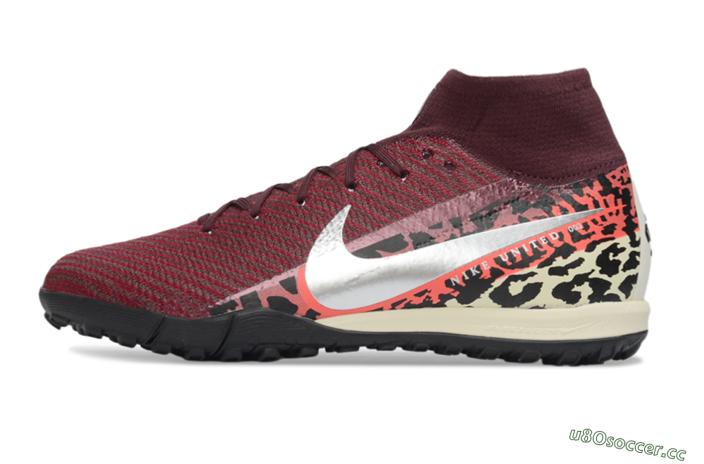Unisex Nike Air Zoom Mercurial Superfly 10 Elite TF Artificial Turf High-Tops Football Shoes - Red/Berry Red/Black Leopard 0