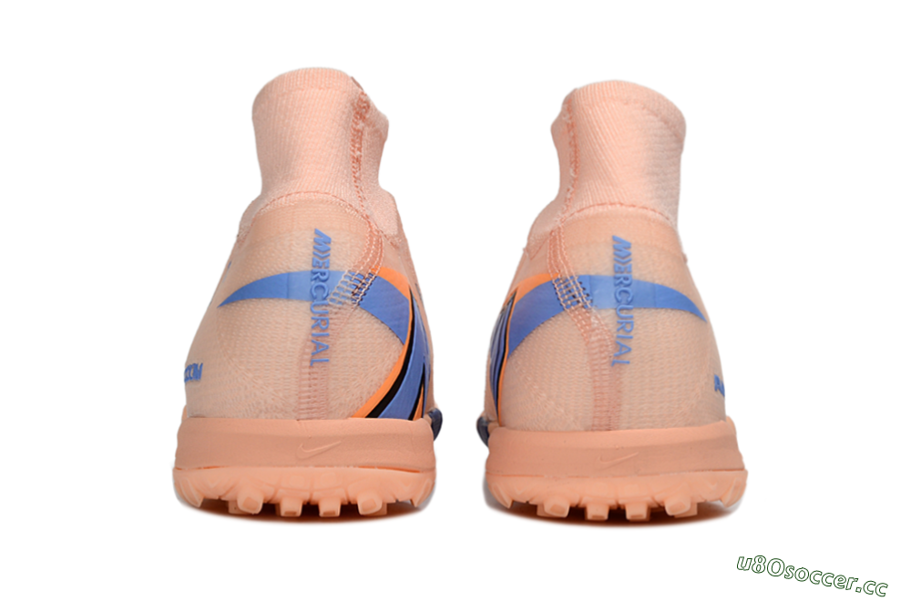 Unisex Nike Air Zoom Mercurial Superfly 10 Elite TF Artificial Turf High-Tops Football Shoes - Peach/Royal Blue/Soft Coral 5