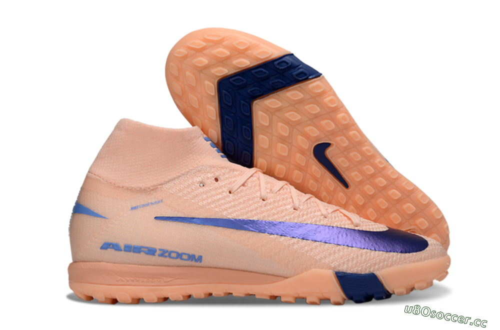 Unisex Nike Air Zoom Mercurial Superfly 10 Elite TF Artificial Turf High-Tops Football Shoes - Peach/Royal Blue/Soft Coral 2