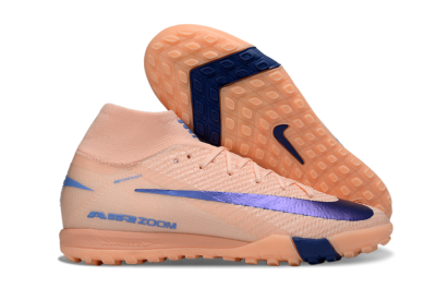 Unisex Nike Air Zoom Mercurial Superfly 10 Elite TF Artificial Turf High-Tops Football Shoes - Peach/Royal Blue/Soft Coral