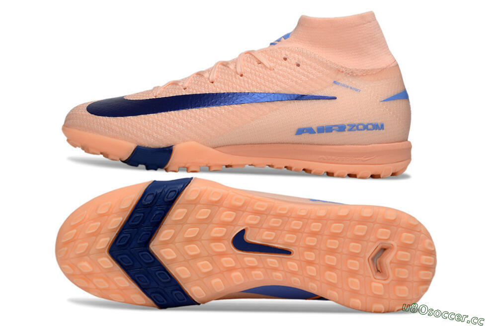 Unisex Nike Air Zoom Mercurial Superfly 10 Elite TF Artificial Turf High-Tops Football Shoes - Peach/Royal Blue/Soft Coral 1