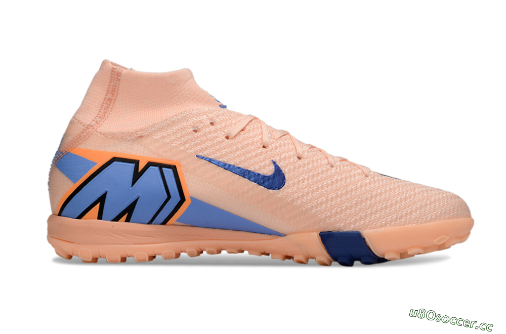 Unisex Nike Air Zoom Mercurial Superfly 10 Elite TF Artificial Turf High-Tops Football Shoes - Peach/Royal Blue/Soft Coral 7