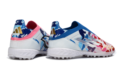 Unisex Adidas F50 Elite Laceless TF Artificial Turf Low-Tops Football Shoes - Pink/Ocean Blue/Coral Pink