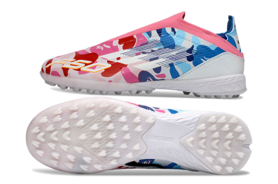 Unisex Adidas F50 Elite Laceless TF Artificial Turf Low-Tops Football Shoes - Pink/Ocean Blue/Coral Pink