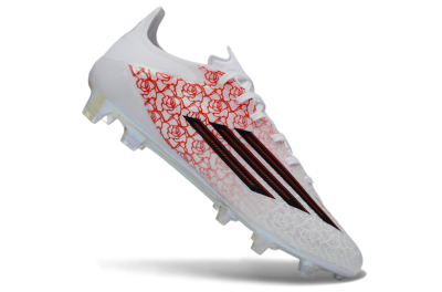 Unisex Adidas F50 Elite FG Firm Ground Low-Tops Football Boots - White/Crimson Rose/Iridescent Sparkle