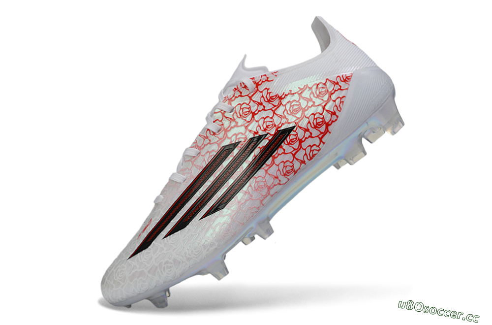 Unisex Adidas F50 Elite FG Firm Ground Low-Tops Football Boots - White/Crimson Rose/Iridescent Sparkle 5