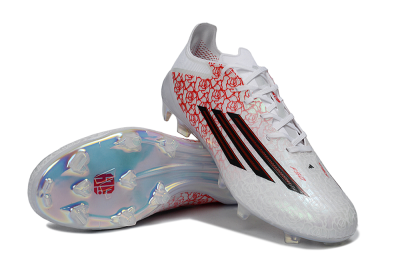 Unisex Adidas F50 Elite FG Firm Ground Low-Tops Football Boots - White/Crimson Rose/Iridescent Sparkle