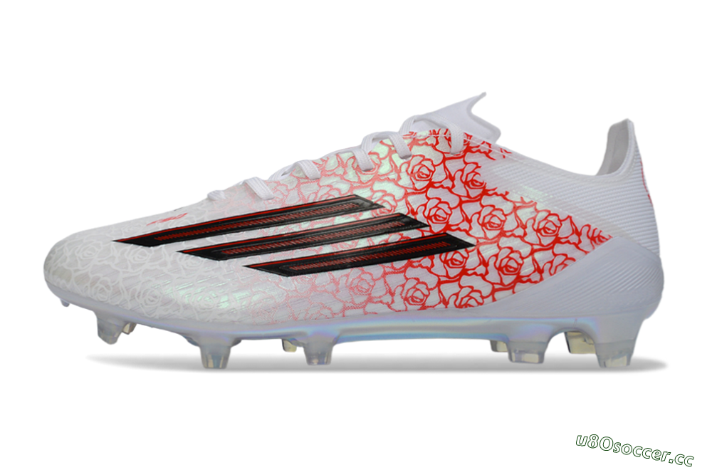 Unisex Adidas F50 Elite FG Firm Ground Low-Tops Football Boots - White/Crimson Rose/Iridescent Sparkle 0