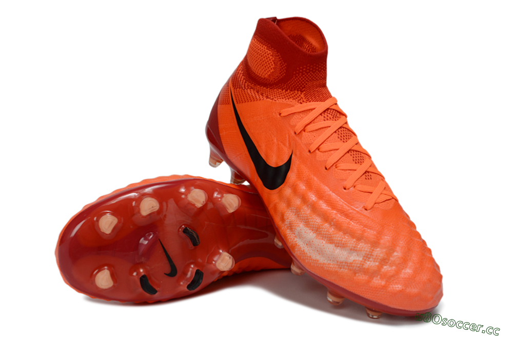 Men's Nike Magista Obra FG Firm Ground High-Tops Football Boots - Orange/Vibrant Sunset/Crimson Blaze 4
