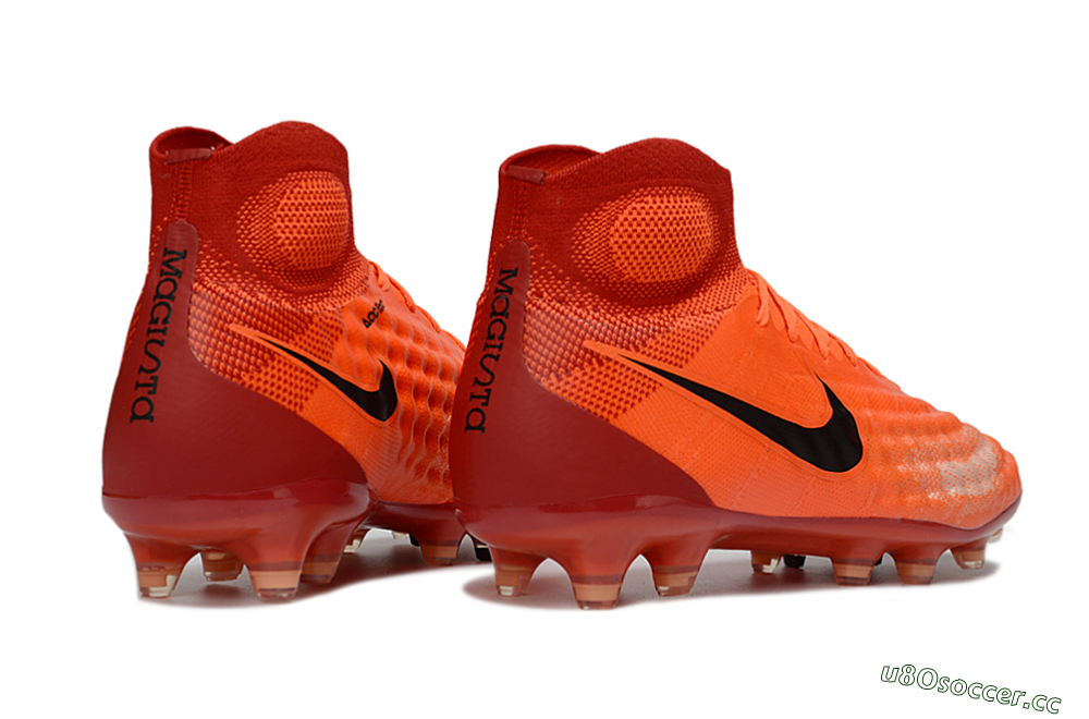Men's Nike Magista Obra FG Firm Ground High-Tops Football Boots - Orange/Vibrant Sunset/Crimson Blaze 7