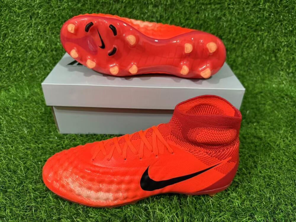 Men's Nike Magista Obra FG Firm Ground High-Tops Football Boots - Orange/Vibrant Sunset/Crimson Blaze