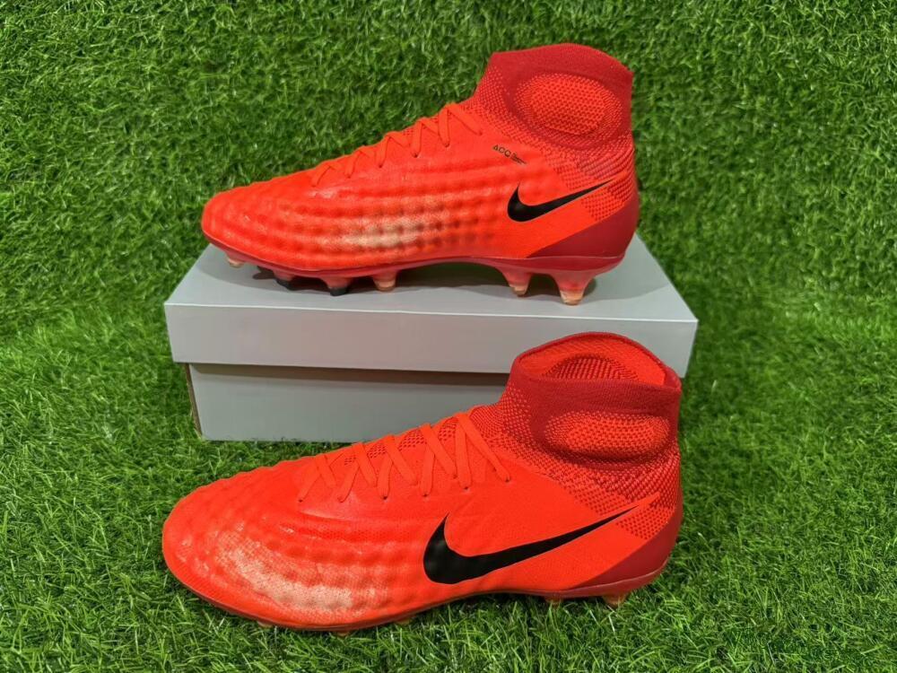 Men's Nike Magista Obra FG Firm Ground High-Tops Football Boots - Orange/Vibrant Sunset/Crimson Blaze