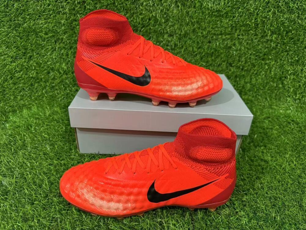 Men's Nike Magista Obra FG Firm Ground High-Tops Football Boots - Orange/Vibrant Sunset/Crimson Blaze