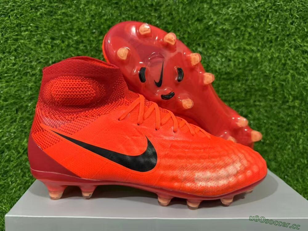 Men's Nike Magista Obra FG Firm Ground High-Tops Football Boots - Orange/Vibrant Sunset/Crimson Blaze
