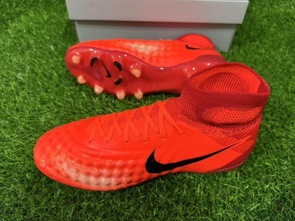 Men's Nike Magista Obra FG Firm Ground High-Tops Football Boots - Orange/Vibrant Sunset/Crimson Blaze