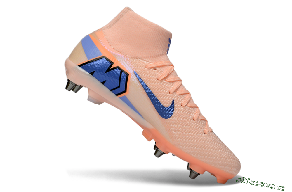 Men's Nike Air Zoom Mercurial Superfly 10 Elite SG Soft Ground High-Tops Football Boots - Peach/Coral Blast/Deep Blue 4