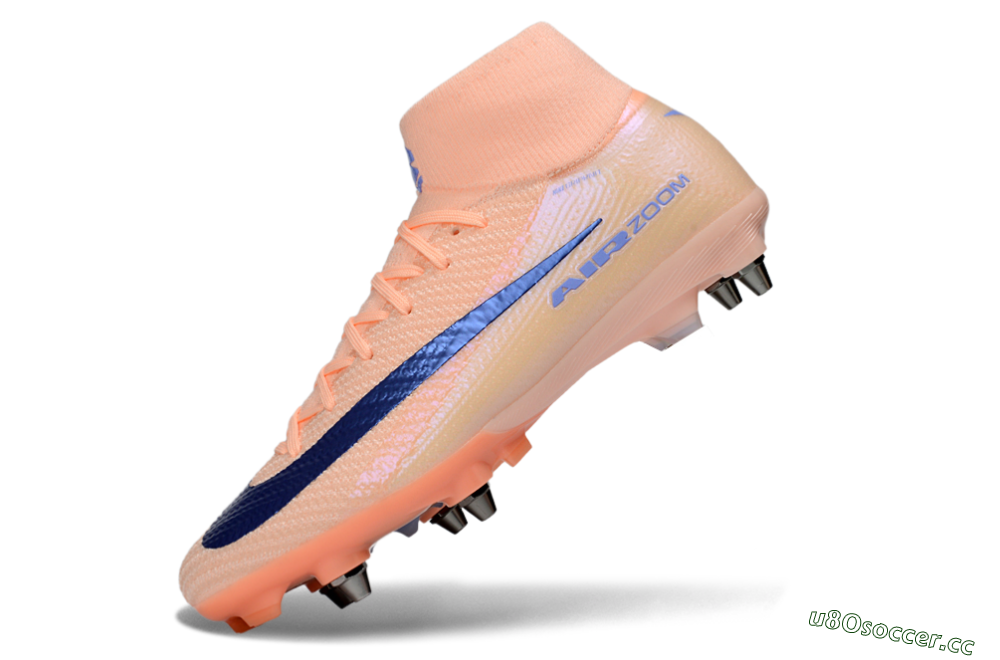 Men's Nike Air Zoom Mercurial Superfly 10 Elite SG Soft Ground High-Tops Football Boots - Peach/Coral Blast/Deep Blue 5