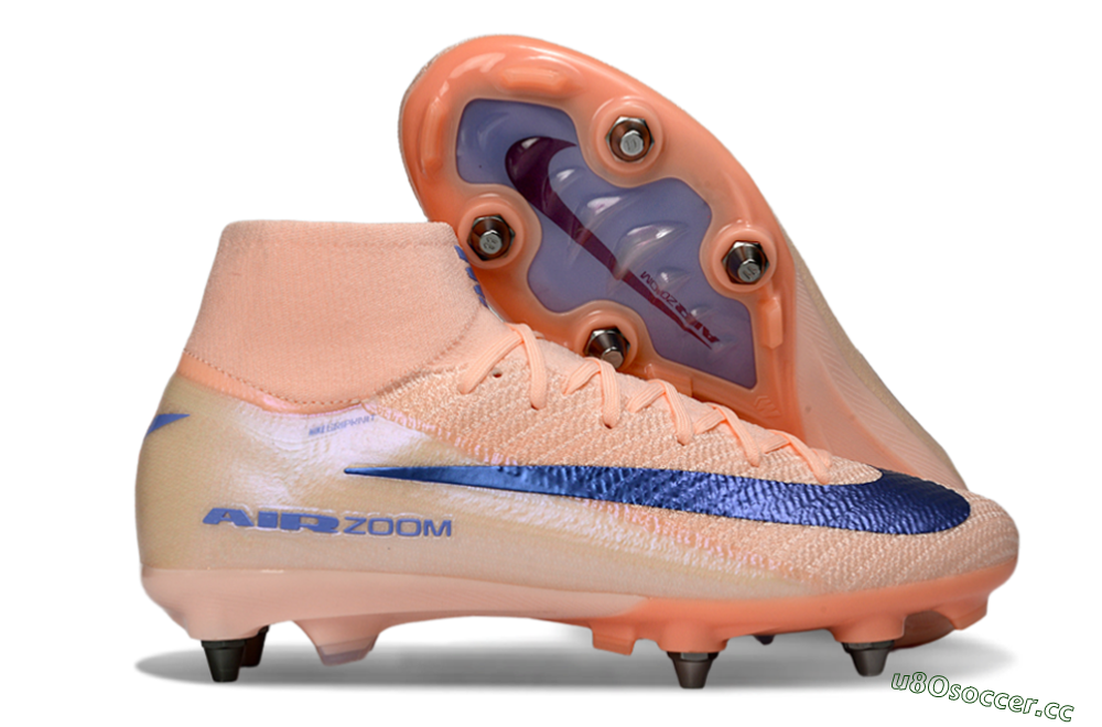 Men's Nike Air Zoom Mercurial Superfly 10 Elite SG Soft Ground High-Tops Football Boots - Peach/Coral Blast/Deep Blue 2