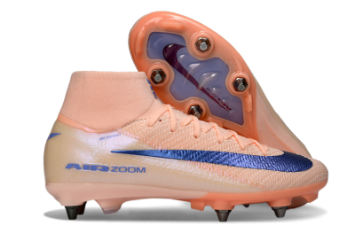 Men's Nike Air Zoom Mercurial Superfly 10 Elite SG Soft Ground High-Tops Football Boots - Peach/Coral Blast/Deep Blue