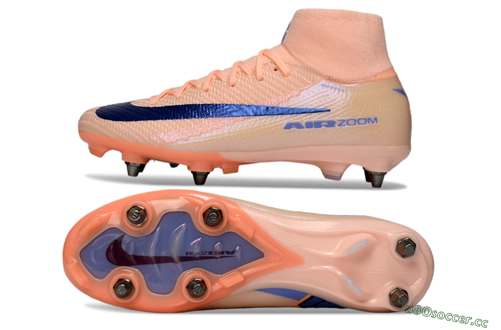 Men's Nike Air Zoom Mercurial Superfly 10 Elite SG Soft Ground High-Tops Football Boots - Peach/Coral Blast/Deep Blue 1