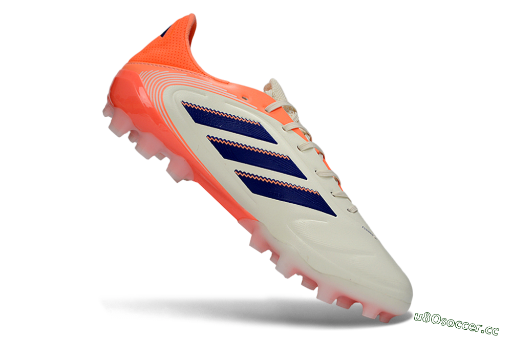 Men's Adidas Copa Pure 3 AG Artificial Grass Low-Tops Football Boots - Cream/Coral Orange/Navy Blue 4