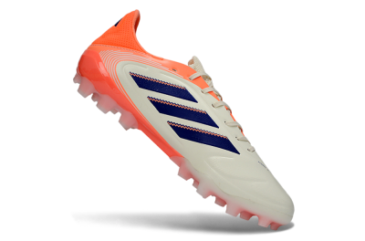 Men's Adidas Copa Pure 3 AG Artificial Grass Low-Tops Football Boots - Cream/Coral Orange/Navy Blue