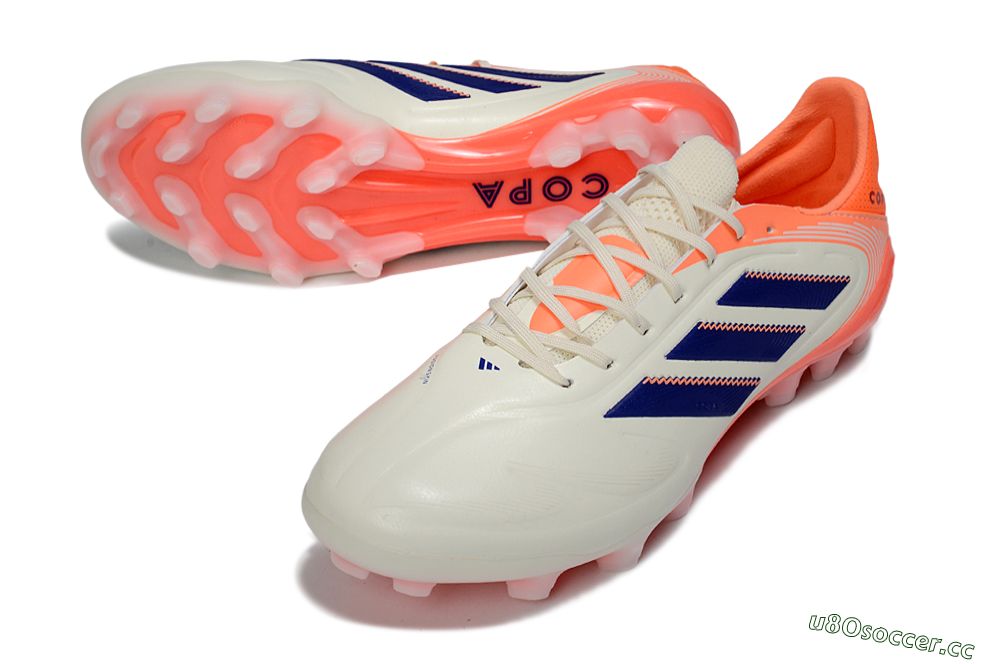 Men's Adidas Copa Pure 3 AG Artificial Grass Low-Tops Football Boots - Cream/Coral Orange/Navy Blue 3
