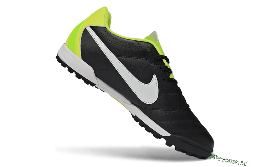 Men's Nike Tiempo Legend Ligera 5 TF Artificial Turf Low-Tops Football Shoes - Black/Lime Green/White 4