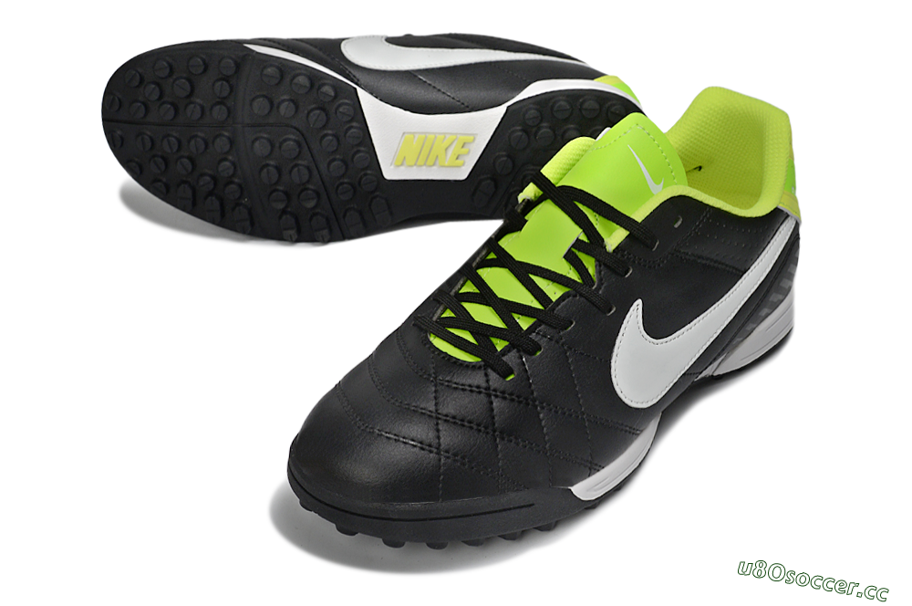 Men's Nike Tiempo Legend Ligera 5 TF Artificial Turf Low-Tops Football Shoes - Black/Lime Green/White 3