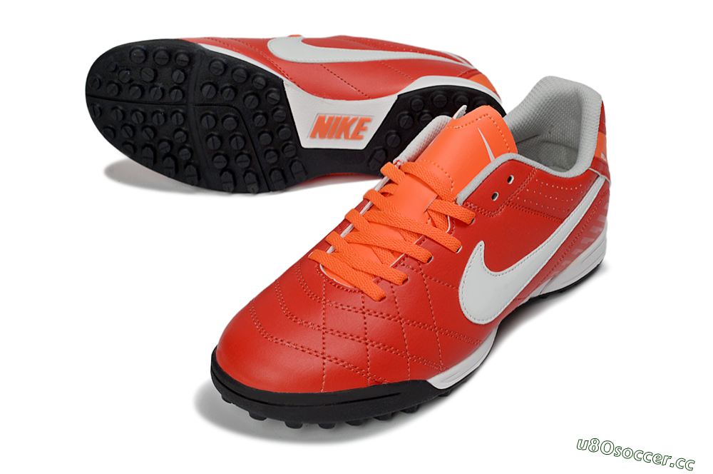 Men's Nike Tiempo Legend Ligera 5 TF Artificial Turf Low-Tops Football Shoes - Red/Fiery Sunset/Classic Charcoal 3