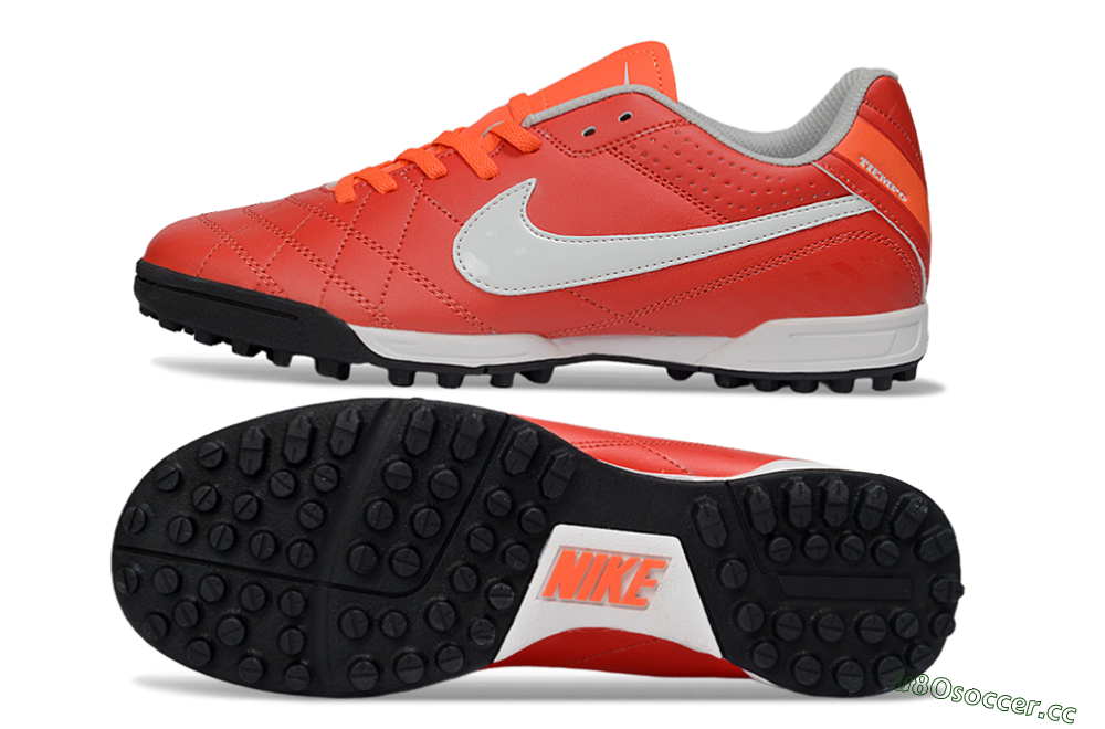 Men's Nike Tiempo Legend Ligera 5 TF Artificial Turf Low-Tops Football Shoes - Red/Fiery Sunset/Classic Charcoal 1