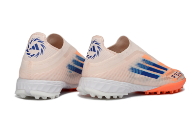 Men's Adidas F50 Pro Laceless TF Artificial Turf Low-Tops Football Shoes - Pink/Coral Splash/Deep Ocean