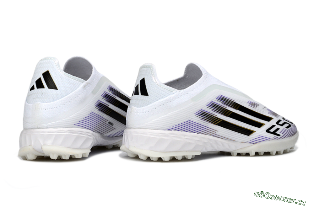 Men's Adidas F50 Pro Laceless TF Artificial Turf Low-Tops Football Shoes - White/Black/Gold 6