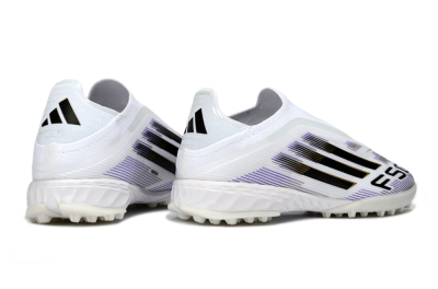 Men's Adidas F50 Pro Laceless TF Artificial Turf Low-Tops Football Shoes - White/Black/Gold