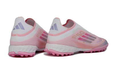 Men's Adidas F50 Pro Laceless TF Artificial Turf Low-Tops Football Shoes - Pink/Blush Pink/Soft Coral
